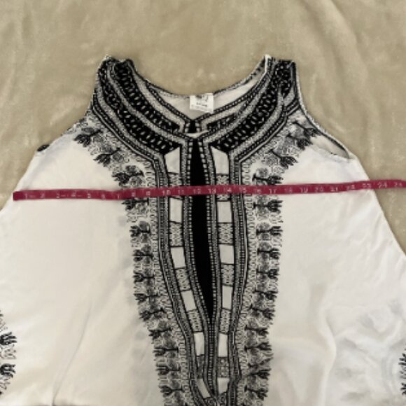 Hawaiian Beach Dress Womens Black White One Size Sleeveless Midi BOHO Mr Buho - Picture 7 of 11